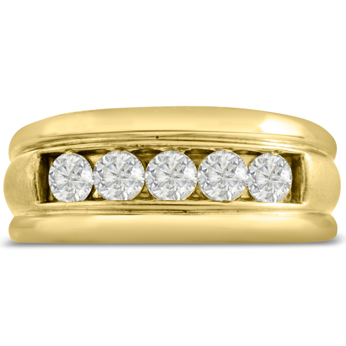 Men's 1 Carat Diamond Wedding Band in Yellow Gold, -K, I1-I2, 9.65mm Wide by SuperJeweler