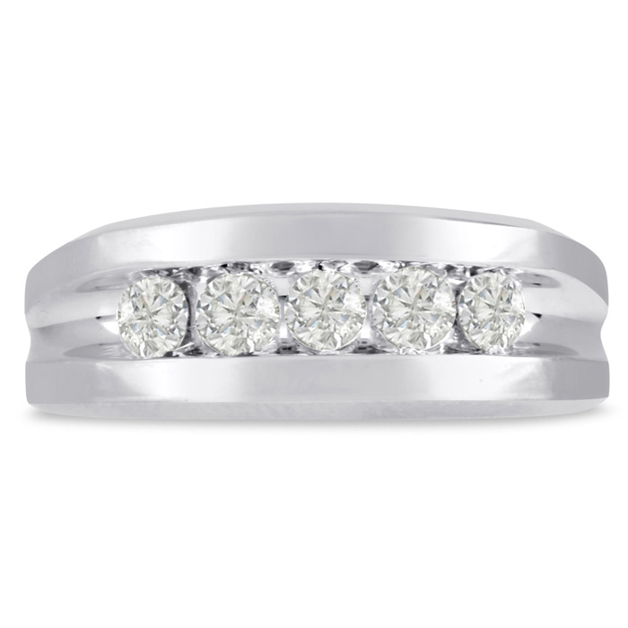 Men's 3/4 Carat Diamond Wedding Band in White Gold, G-H Color, , 8.29mm Wide by SuperJeweler