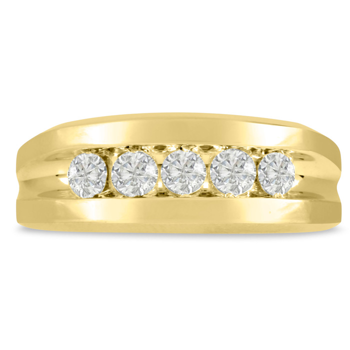 Men's 3/4 Carat Diamond Wedding Band in Yellow Gold, G-H Color, , 8.29mm Wide by SuperJeweler