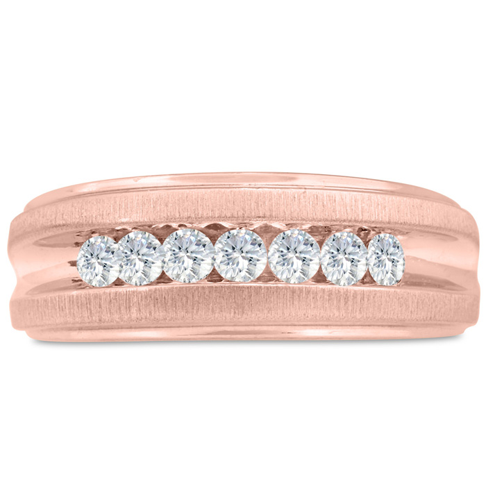 Men's 1/2 Carat Diamond Wedding Band in Rose Gold, G-H Color, , 8.49mm Wide by SuperJeweler