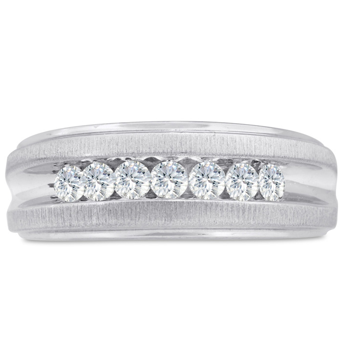 Men's 1/2 Carat Diamond Wedding Band in White Gold, G-H Color, , 8.49mm Wide by SuperJeweler