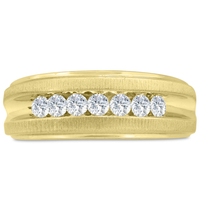 Men's 1/2 Carat Diamond Wedding Band in Yellow Gold, G-H Color, , 8.49mm Wide by SuperJeweler