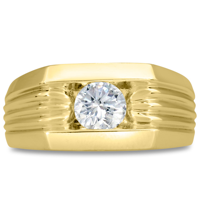 Men's 3/4 Carat Diamond Wedding Band in Yellow Gold, -K, I1-I2, 10.28mm Wide by SuperJeweler