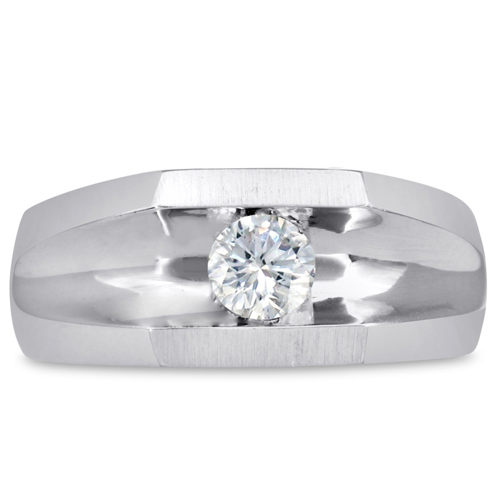 Men's 1/2 Carat Diamond Wedding Band in White Gold, -K, I1-I2, 9.44mm Wide by SuperJeweler