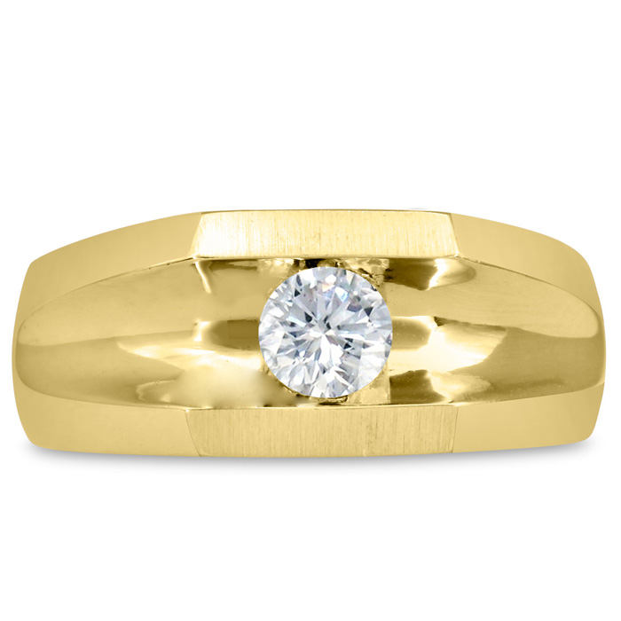 Men's 1/2 Carat Diamond Wedding Band in Yellow Gold, G-H Color, , 9.44mm Wide by SuperJeweler