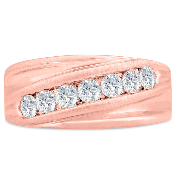 Men's 1 Carat Diamond Wedding Band in Rose Gold, G-H Color, , 10.21mm Wide by SuperJeweler