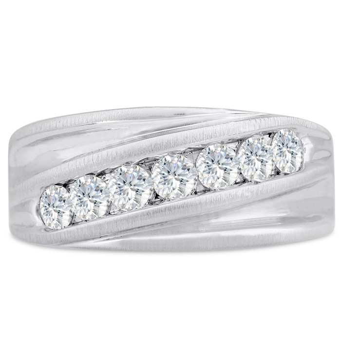 Men's 1 Carat Diamond Wedding Band in White Gold, G-H Color, , 10.21mm Wide by SuperJeweler