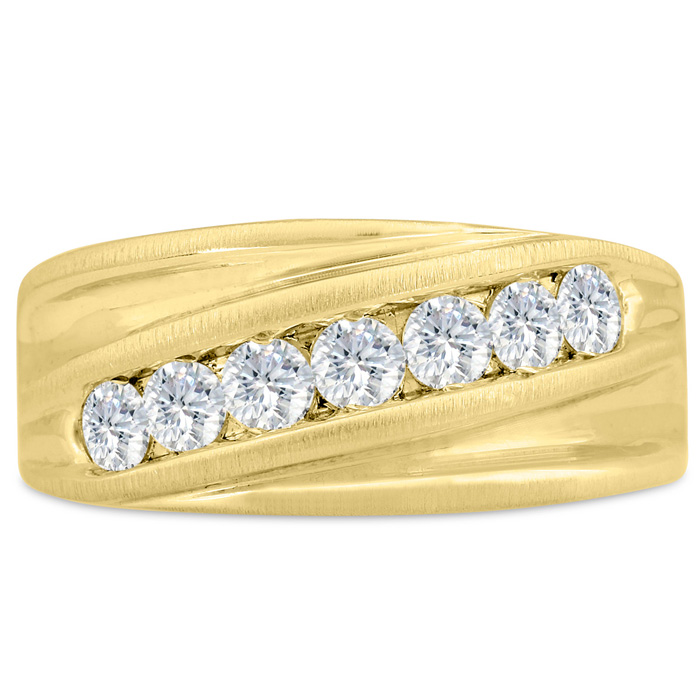 Men's 1 Carat Diamond Wedding Band in Yellow Gold, G-H Color, , 10.21mm Wide by SuperJeweler