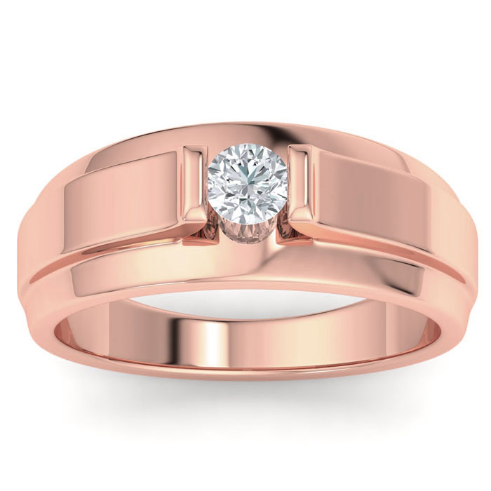 Men's 1/3 Carat Diamond Wedding Band in Rose Gold, G-H Color, , 9.73mm Wide by SuperJeweler