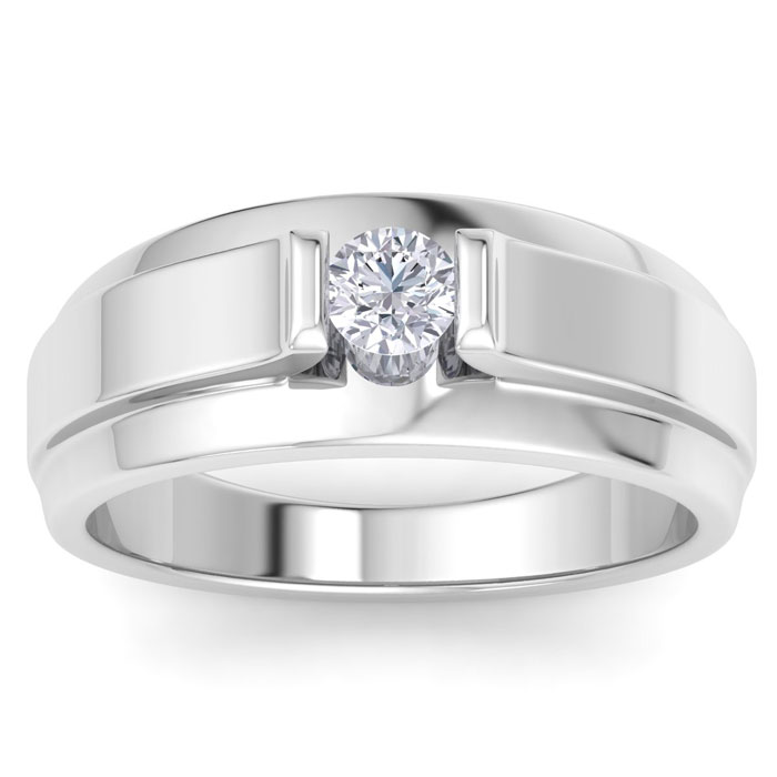 Men's 1/3 Carat Diamond Wedding Band in White Gold, G-H Color, , 9.73mm Wide by SuperJeweler