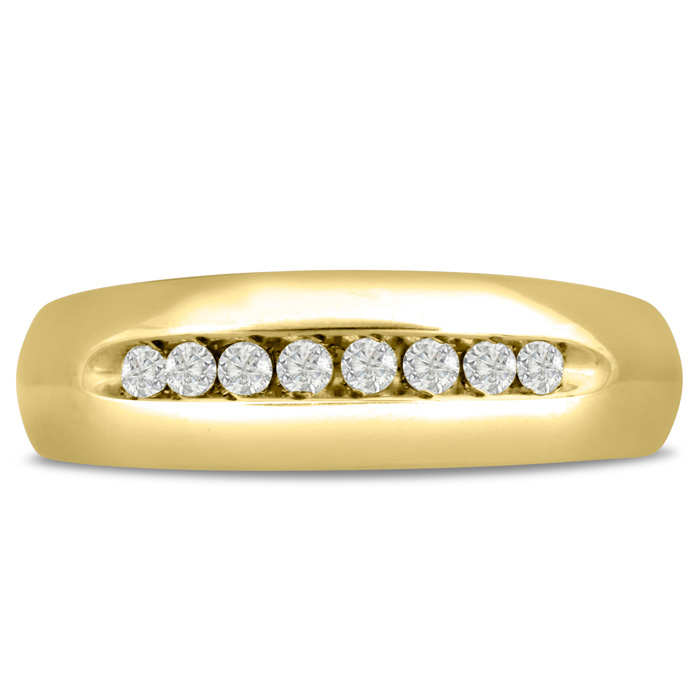 Men's 1/4 Carat Diamond Wedding Band in Yellow Gold, G-H Color, , 7.18mm Wide by SuperJeweler