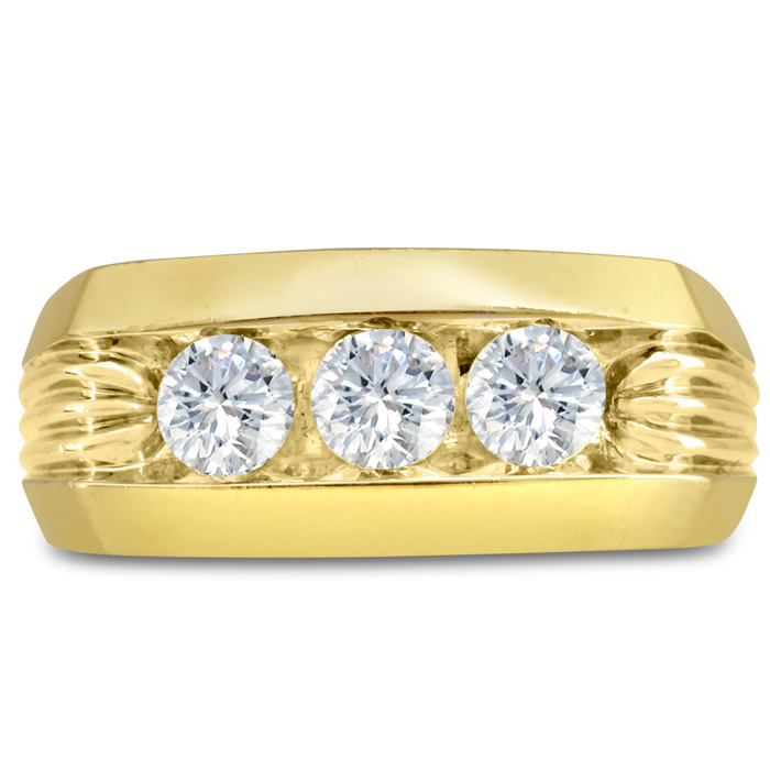 Men's 1 Carat Diamond Wedding Band in Yellow Gold, -K, I1-I2, 9.86mm Wide by SuperJeweler