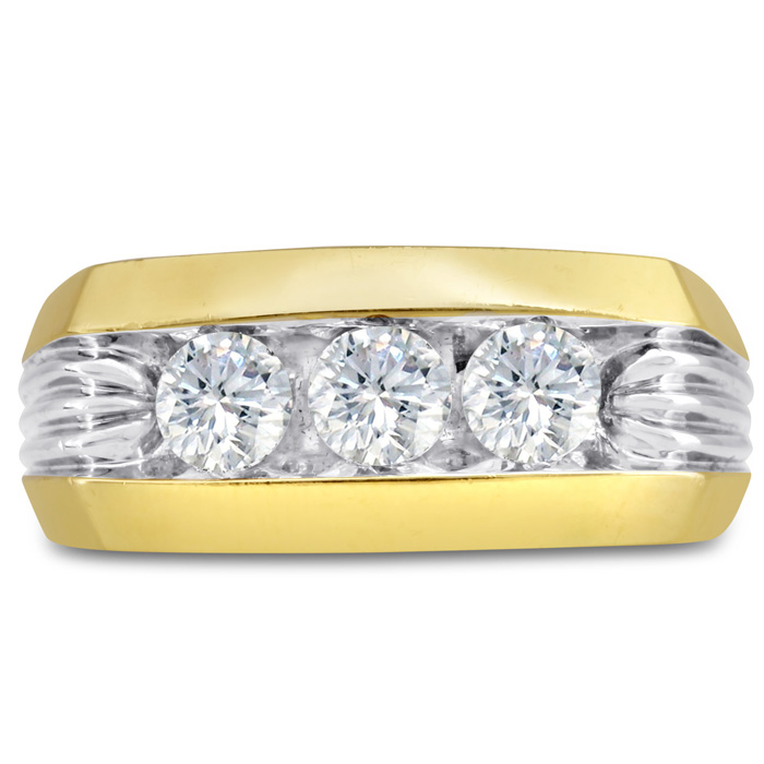 Men's 1 Carat Diamond Wedding Band in  Two-Tone Gold, G-H Color, , 9.86mm Wide by SuperJeweler