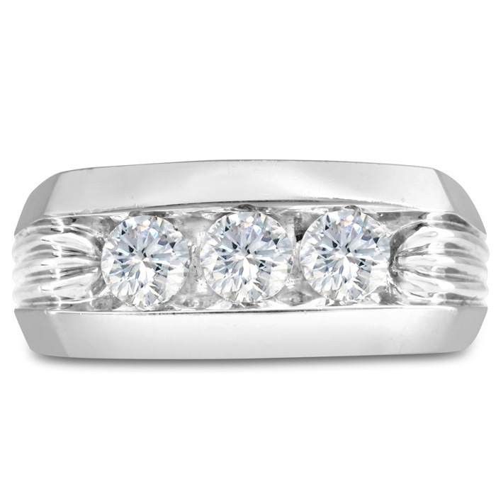 Men's 1 Carat Diamond Wedding Band in 14K White Gold, G-H Color, , 9.86mm Wide by SuperJeweler