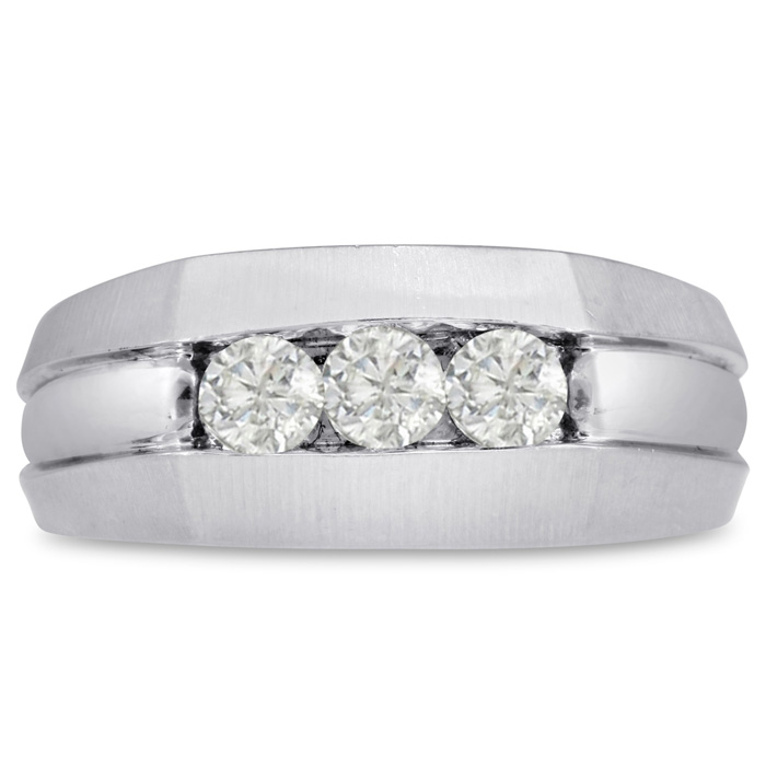 Men's 1/2 Carat Diamond Wedding Band in White Gold, -K, I1-I2, 9.38mm Wide by SuperJeweler