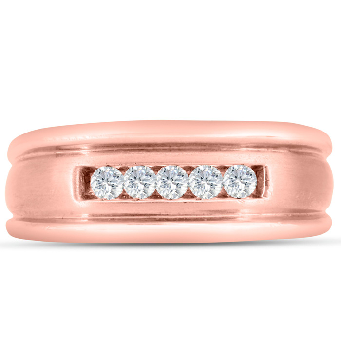 Men's 1/4 Carat Diamond Wedding Band in Rose Gold, -K, I1-I2, 8.61mm Wide by SuperJeweler