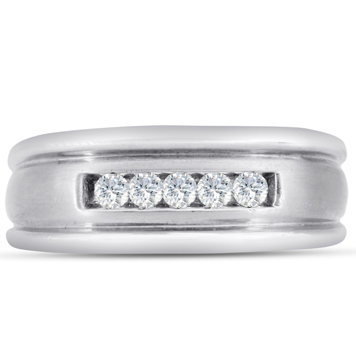 Men's 1/4 Carat Diamond Wedding Band in White Gold, G-H Color, , 8.61mm Wide by SuperJeweler