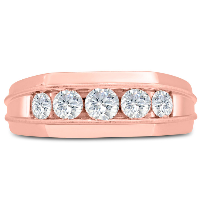 Men's 1 Carat Diamond Wedding Band in Rose Gold, G-H Color, , 8.33mm Wide by SuperJeweler