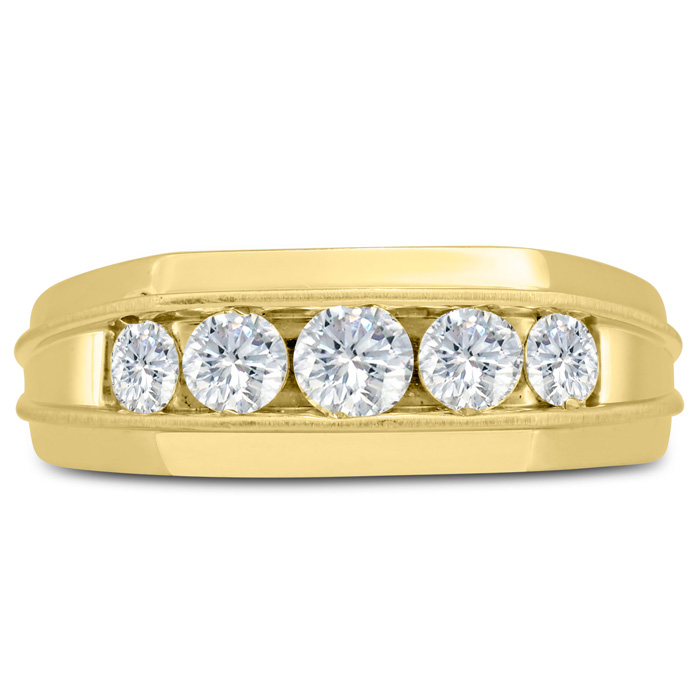 Men's 1 Carat Diamond Wedding Band in Yellow Gold, G-H Color, , 8.33mm Wide by SuperJeweler