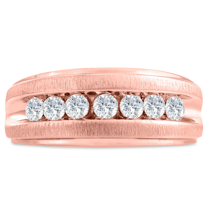 Men's 3/4 Carat Diamond Wedding Band in Rose Gold, G-H Color, , 9.44mm Wide by SuperJeweler