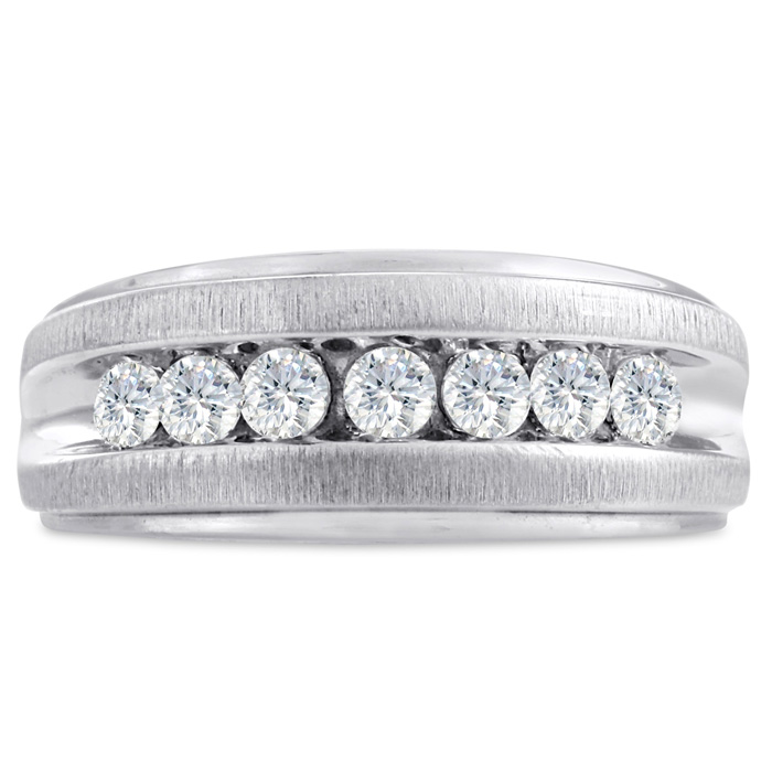 Men's 3/4 Carat Diamond Wedding Band in White Gold, G-H Color, , 9.44mm Wide by SuperJeweler