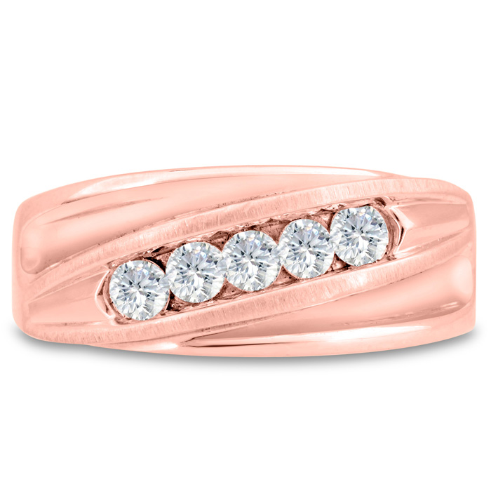 Men's 3/5 Carat Diamond Wedding Band in Rose Gold, G-H Color, , 9.50mm Wide by SuperJeweler