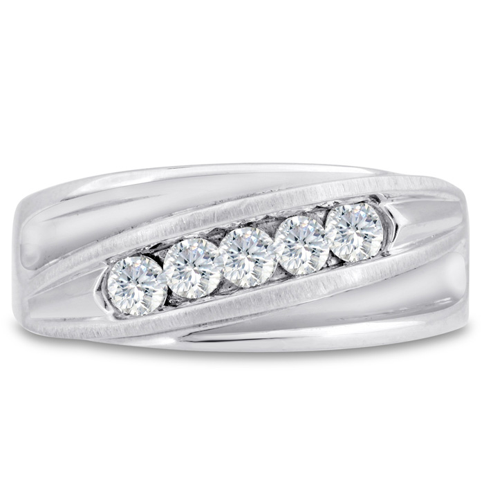 Men's 3/5 Carat Diamond Wedding Band in White Gold, G-H Color, , 9.50mm Wide by SuperJeweler