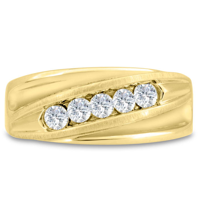 Men's 3/5 Carat Diamond Wedding Band in Yellow Gold, G-H Color, , 9.50mm Wide by SuperJeweler