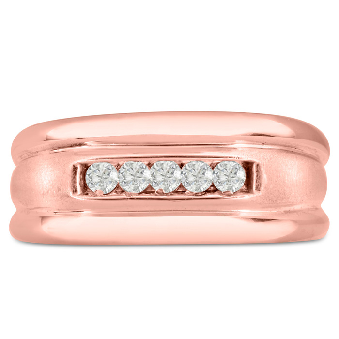 Men's 1/4 Carat Diamond Wedding Band in Rose Gold, G-H Color, , 9.68mm Wide by SuperJeweler