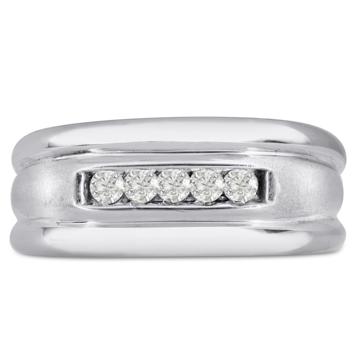 Men's 1/4 Carat Diamond Wedding Band in White Gold, G-H Color, , 9.68mm Wide by SuperJeweler