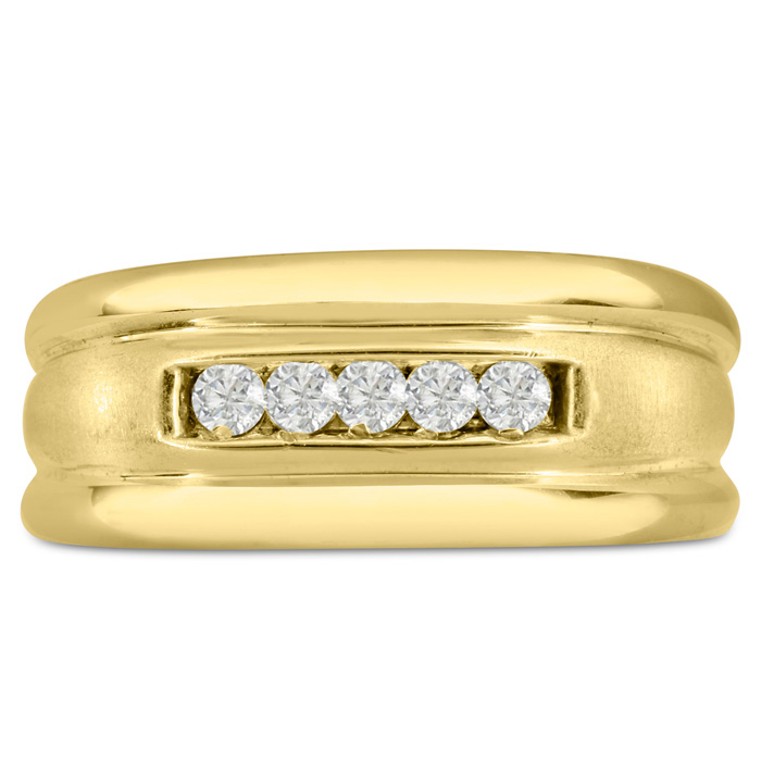 Men's 1/4 Carat Diamond Wedding Band in Yellow Gold, G-H Color, , 9.68mm Wide by SuperJeweler