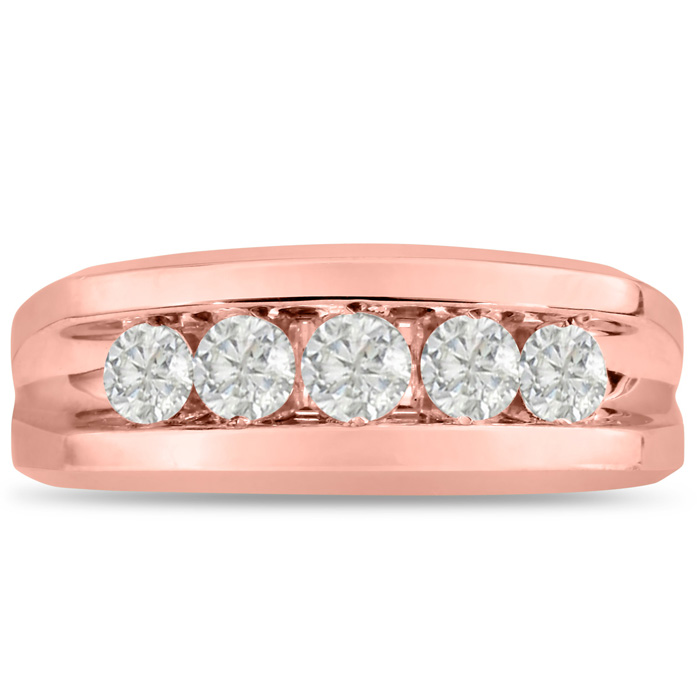 Men's 1 Carat Diamond Wedding Band in Rose Gold, G-H Color, , 8.85mm Wide by SuperJeweler