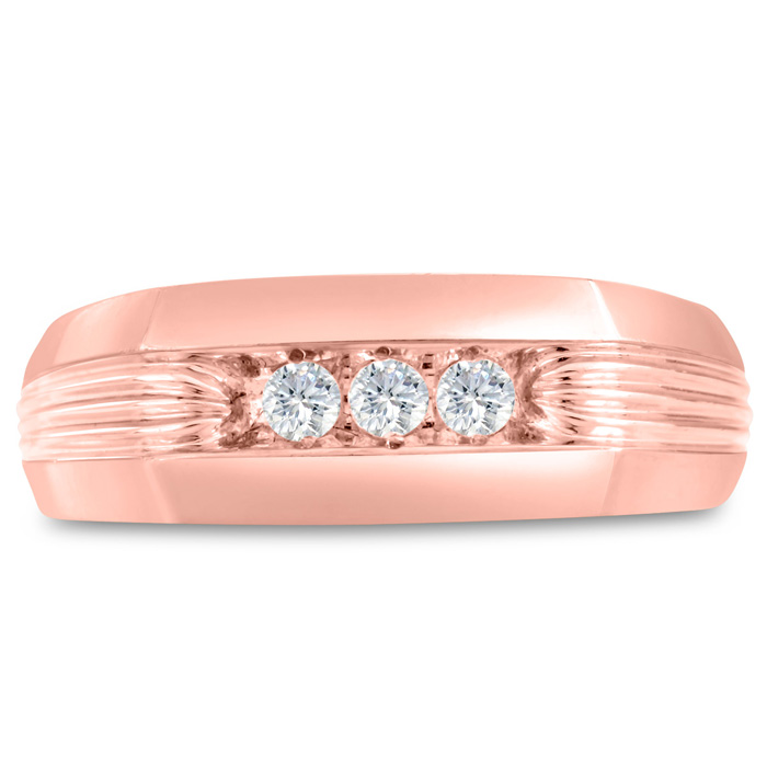 Men's 1/4 Carat Diamond Wedding Band in Rose Gold, G-H Color, , 7.88mm Wide by SuperJeweler