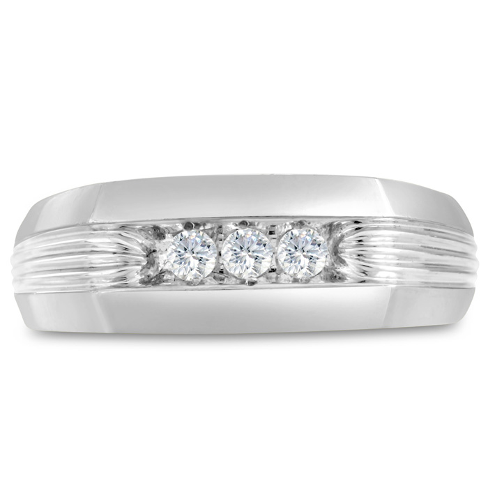 Men's 1/4 Carat Diamond Wedding Band in White Gold, G-H Color, , 7.88mm Wide by SuperJeweler