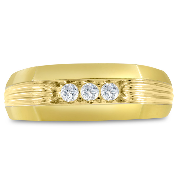 Men's 1/4 Carat Diamond Wedding Band in Yellow Gold, G-H Color, , 7.88mm Wide by SuperJeweler