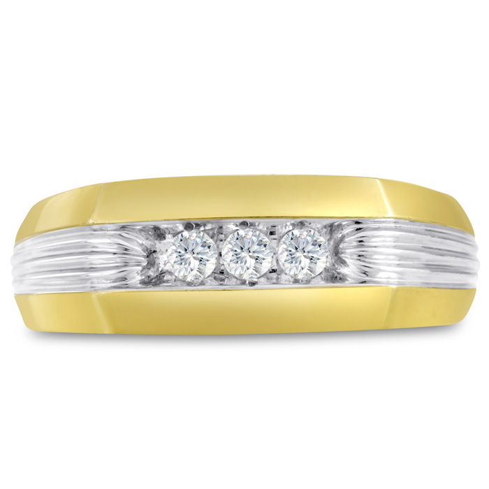 Men's 1/4 Carat Diamond Wedding Band in  Two-Tone Gold, G-H Color, , 7.88mm Wide by SuperJeweler