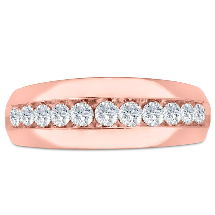 Men's 1 Carat Diamond Wedding Band in Rose Gold, G-H Color, , 8.40mm Wide by SuperJeweler