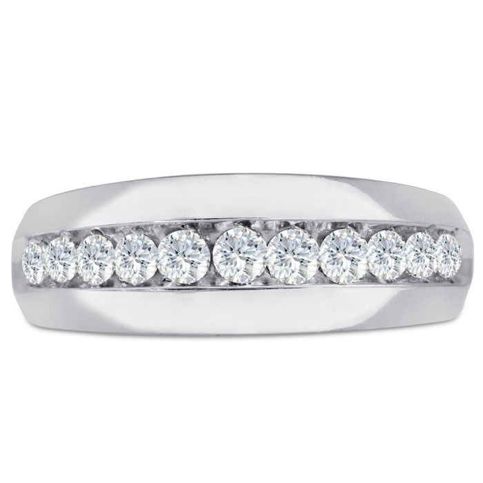 Men's 1 Carat Diamond Wedding Band in White Gold, G-H Color, , 8.40mm Wide by SuperJeweler