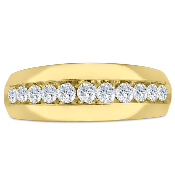 Men's 1 Carat Diamond Wedding Band in Yellow Gold, G-H Color, , 8.40mm Wide by SuperJeweler