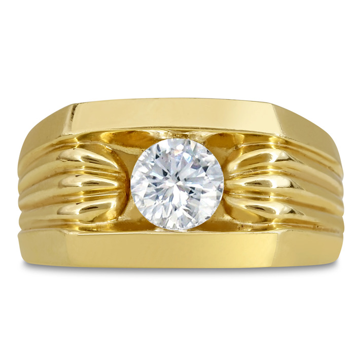 Men's 1 Carat Diamond Wedding Band in Yellow Gold, G-H Color, , 11.81mm Wide by SuperJeweler