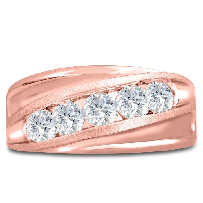 Men's 1 Carat Diamond Wedding Band in Rose Gold, G-H Color, , 10.94mm Wide by SuperJeweler