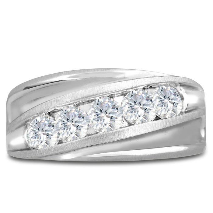 Men's 1 Carat Diamond Wedding Band in White Gold, G-H Color, , 10.94mm Wide by SuperJeweler