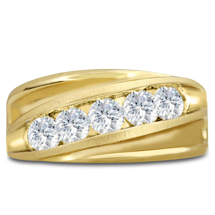 Men's 1 Carat Diamond Wedding Band in Yellow Gold, G-H Color, , 10.94mm Wide by SuperJeweler