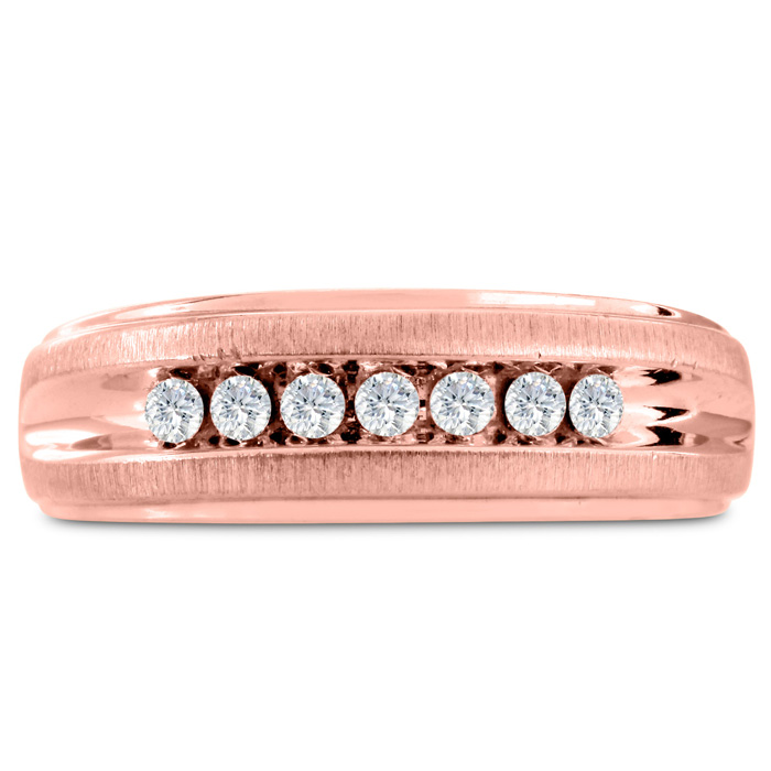 Men's 1/4 Carat Diamond Wedding Band in Rose Gold, G-H Color, , 7.60mm Wide by SuperJeweler