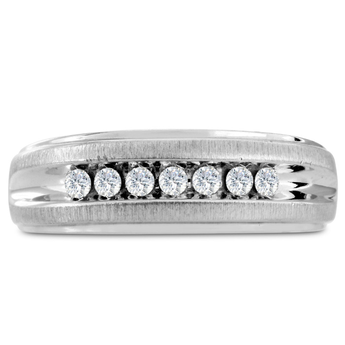 Men's 1/4 Carat Diamond Wedding Band in White Gold, G-H Color, , 7.60mm Wide by SuperJeweler