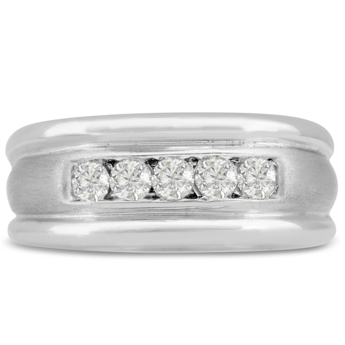 Men's 1/2 Carat Diamond Wedding Band in White Gold, G-H Color, , 9.51mm Wide by SuperJeweler