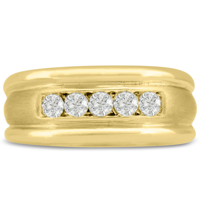 Men's 1/2 Carat Diamond Wedding Band in Yellow Gold, -K, I1-I2, 9.51mm Wide by SuperJeweler