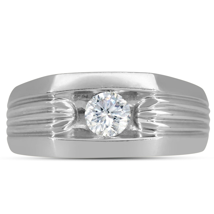 Men's 1/2 Carat Diamond Wedding Band in White Gold, G-H Color, , 9.57mm Wide by SuperJeweler