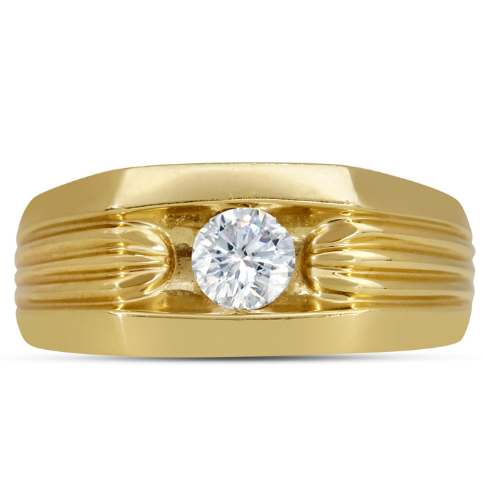 Men's 1/2 Carat Diamond Wedding Band in Yellow Gold, G-H Color, , 9.57mm Wide by SuperJeweler