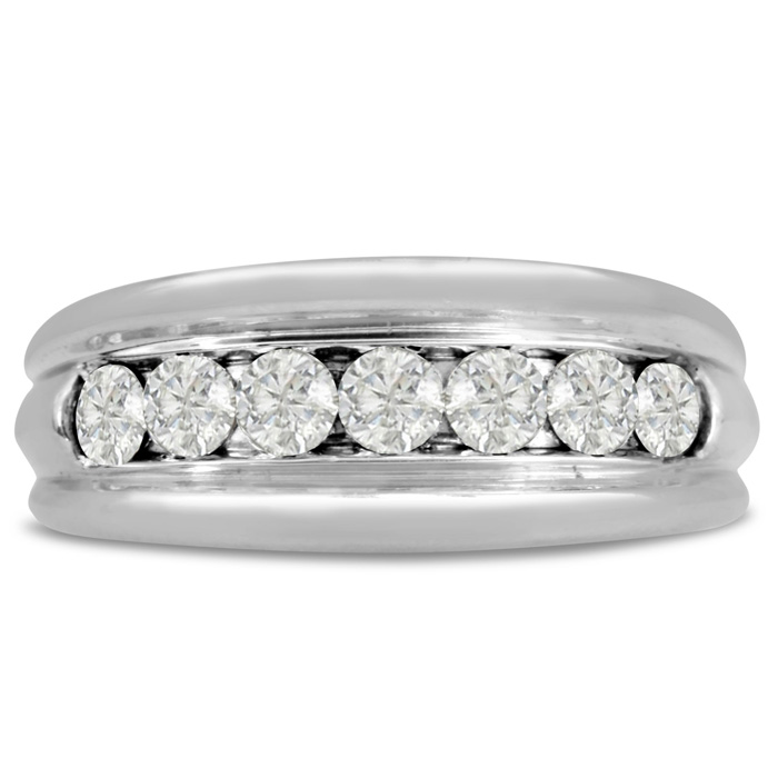 Men's 1 Carat Diamond Wedding Band in White Gold, G-H Color, , 8.97mm Wide by SuperJeweler